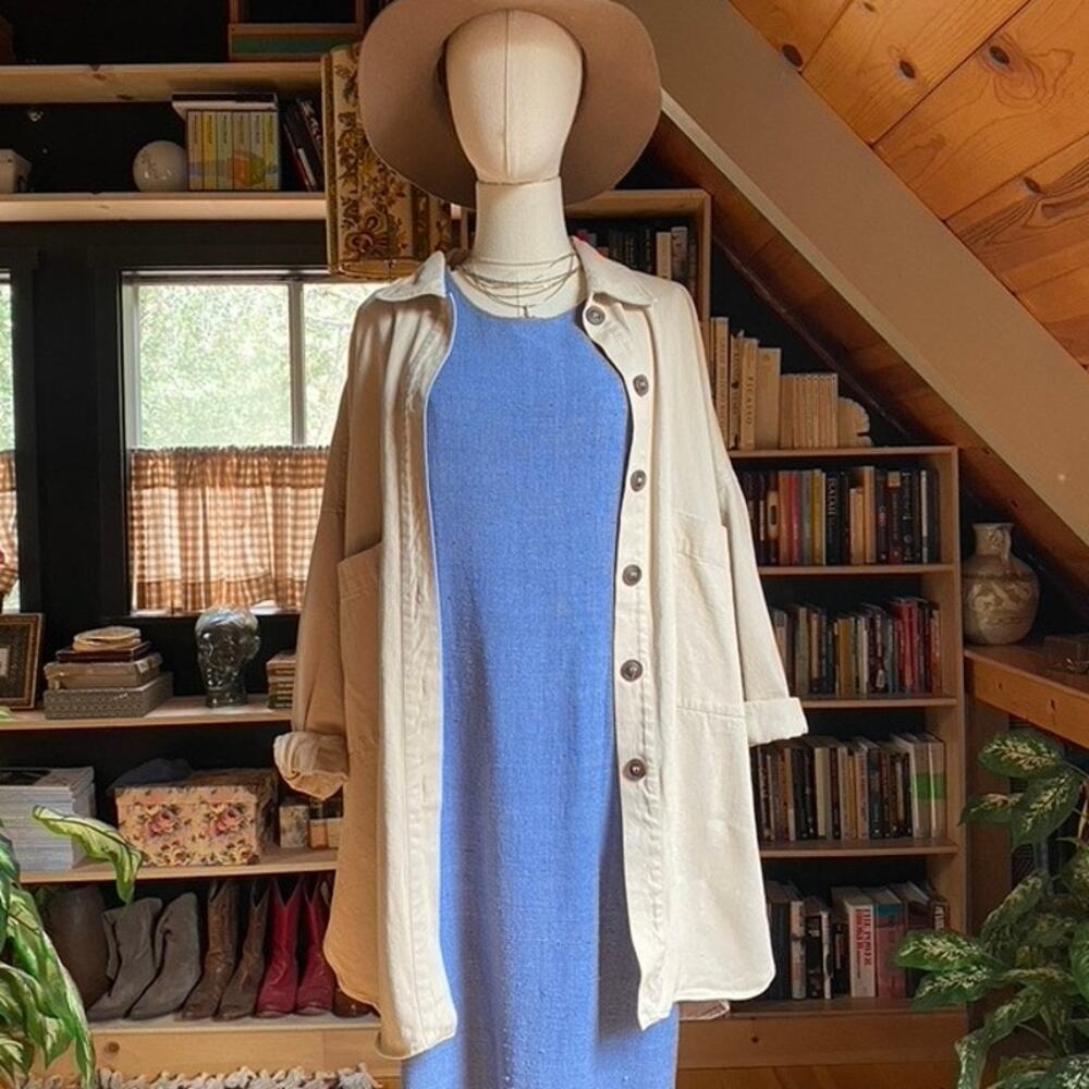 Blue Linen Dress Vintage